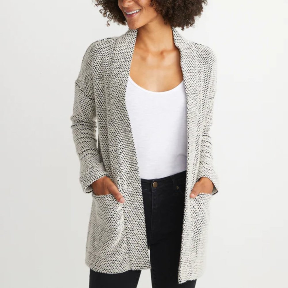 Marine Layer Birdseye Cardigan - Black/Cream (sold out!)